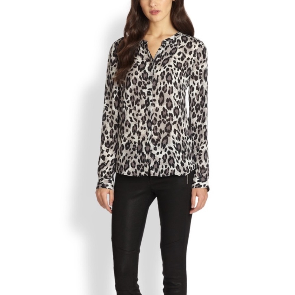 NWOT JOIE Hanelle 100% silk leopard print long sleeve button down blouse small - Picture 5 of 10